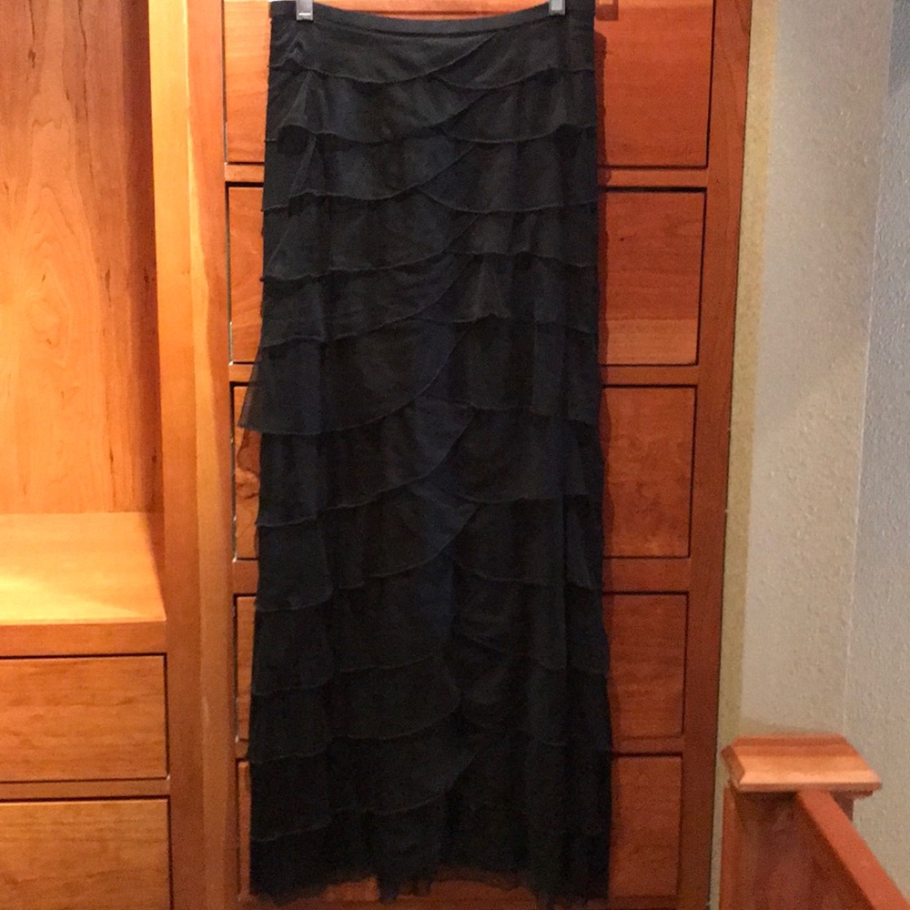 Tiered multi-layer, black mermaid skirt